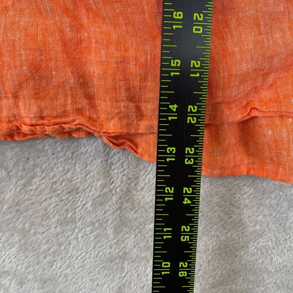 Talbots Woman's Top LP Petite Orange 100% Linen Long Sleeve Button Detail - Picture 3 of 9